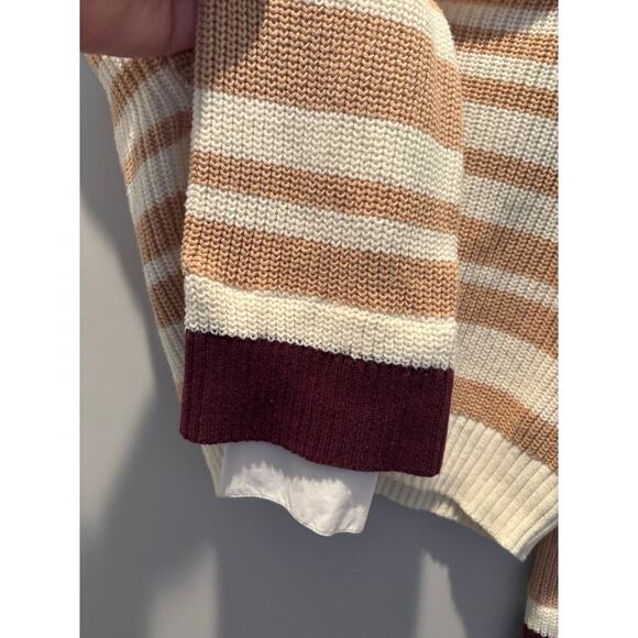 Maeve by Anthropologie Twofer Cropped Layered Sweater Striped Large - Picture 2 of 5